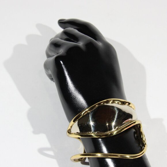 Gold and Silver Tone Modern Cuff Bracelet - Picture 7 of 8